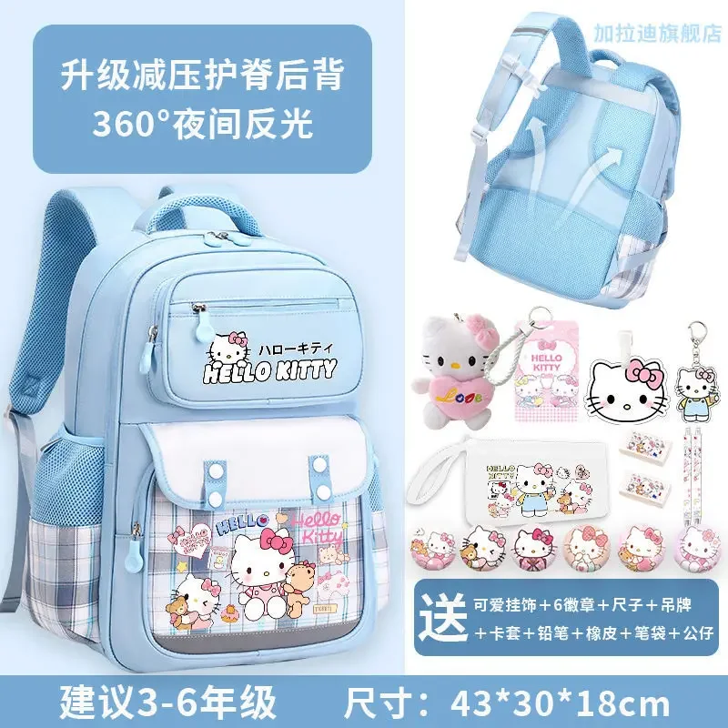 Imagem -06 - Sanrio Hello Kitty Mochila para Meninas Proteção Coluna Escolar Grande Capacidade Moda Reduzir Estudo Carga