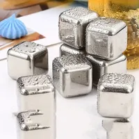 2025 New 2/4/6/8/12Pcs Stainless Steel Ice Cubes Set Reusable Chilling Stones For Whiskey Wine Cooling Cube Chilling Rock Party