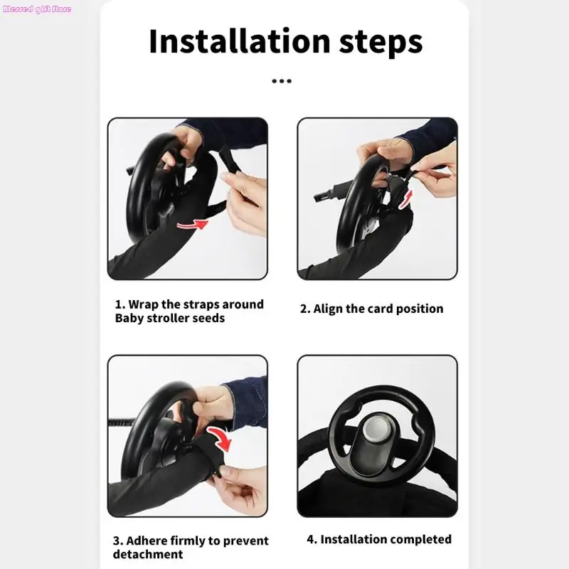D0JC Daily Walk Toy for Toddlers, 6.5 in ABS Steering Wheel Activity for Ride-Time Travel Play and Pretend Driving Fun