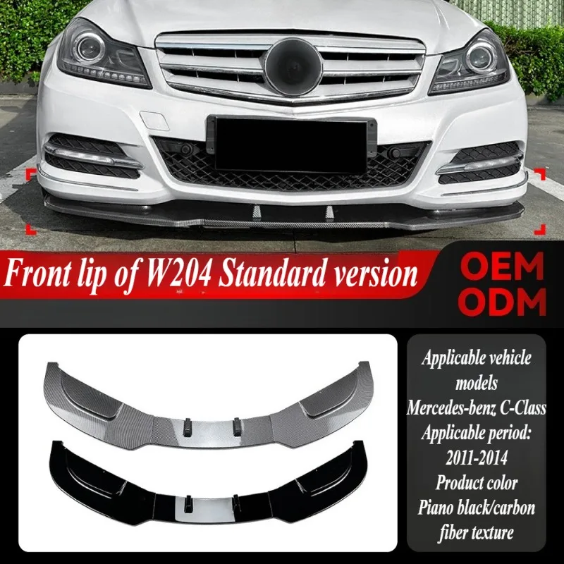 

For Mercedes Benz C-Class W204 11-14 Front Bumper Lip Spoiler Kit with Side Corners Gloss Black ABS Direct Fit Exterior Upgrade