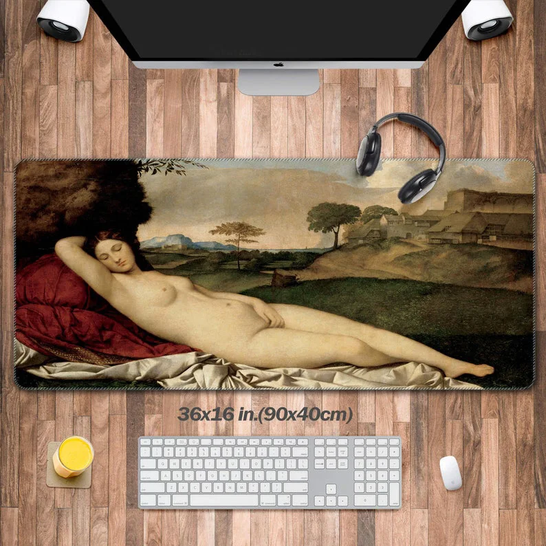 

Large Sleeping Venus Mouse Pad, Giorgione's Paintings Desk Rug, Venus of Dresden, Renaissance,Aesthetic Gift,Mid-Century Modern