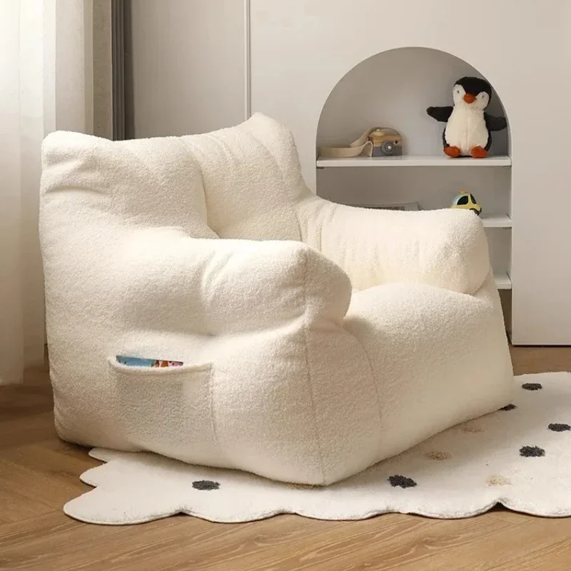 Children's Reading Sofa, Small Cotton and Linen Lamb Chair, Removable and Washable Fabric Seat, Lazy Sofa, Cute