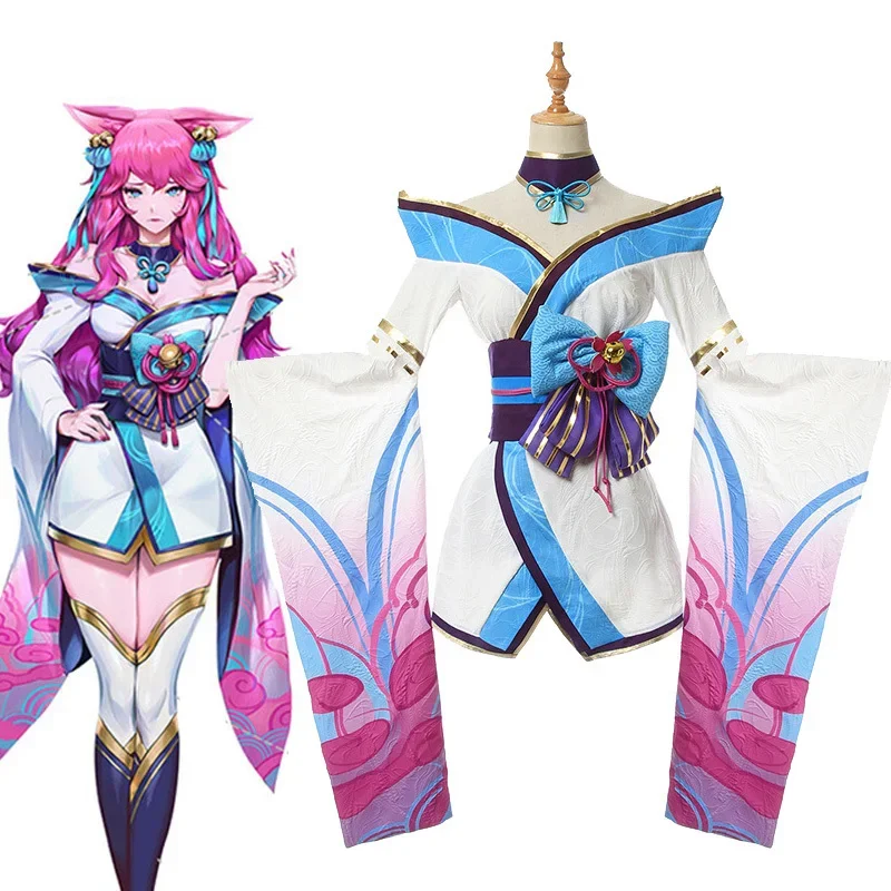 Kostium Cosplay Ahri z Gry CosplayGame Spirit Blossom League Of Legends, Stroje Cosplay, Sukienka na Halloween, Mundurek dla W