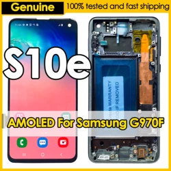 OEM AMOLED do Samsung Galaxy S10e G970FU G970F, G970U, wyświetlacz LCD dotykowy zakrzywiony ekran wymiana zespołu Digitizer naprawa