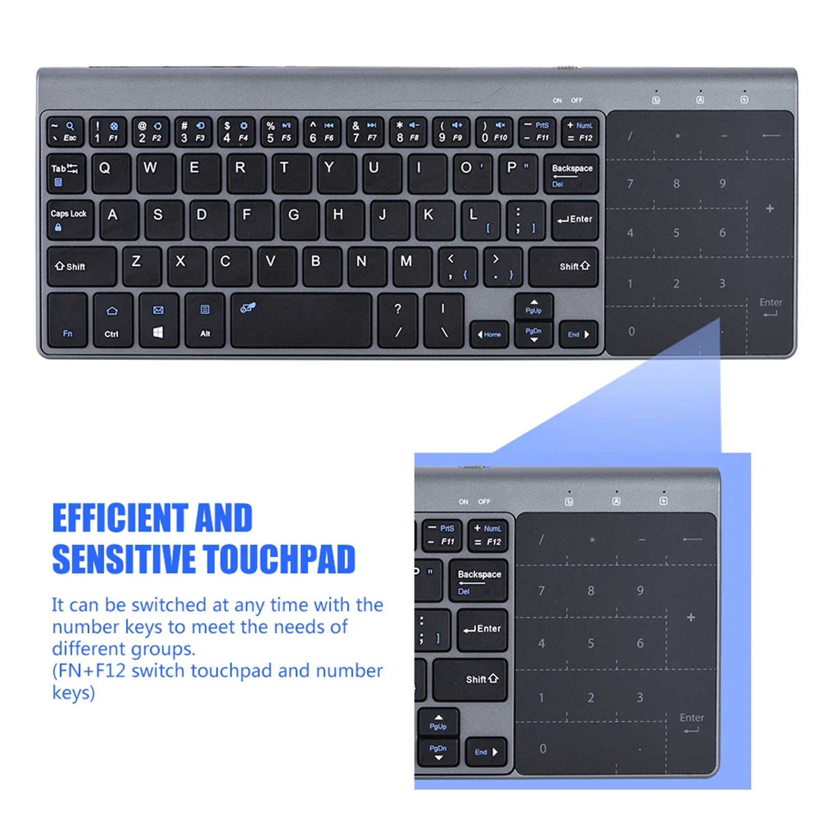 Wireless Mini Keyboard Portable Slim 2.4Ghz Wireless Keyboard Handheld with Touchpad for PC /Notebook /TV Box