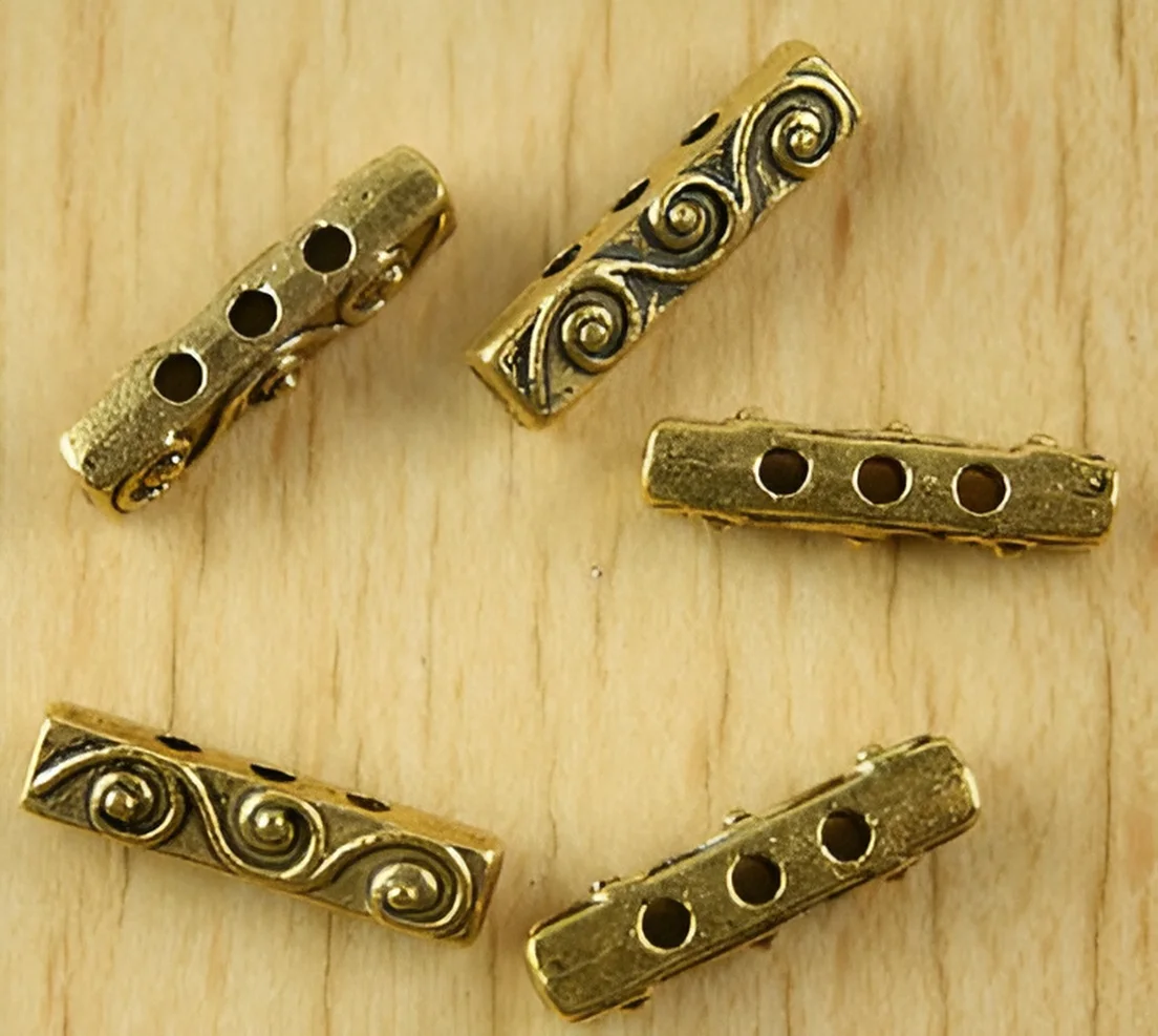 

20pcs 18.4x4.9x4.3mm , hole 1.6mm Alloy matel dark gold 3 holes spacer beads HWH2131