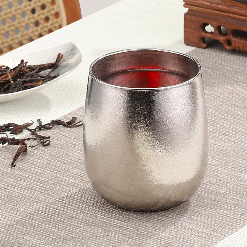 Titanium Teacups Double Wall Mini Coffee Mugs Cup Tumbler Termo Titanio Titane Beer Milk Whiskey Titan Small 260ML 400ML Teaware