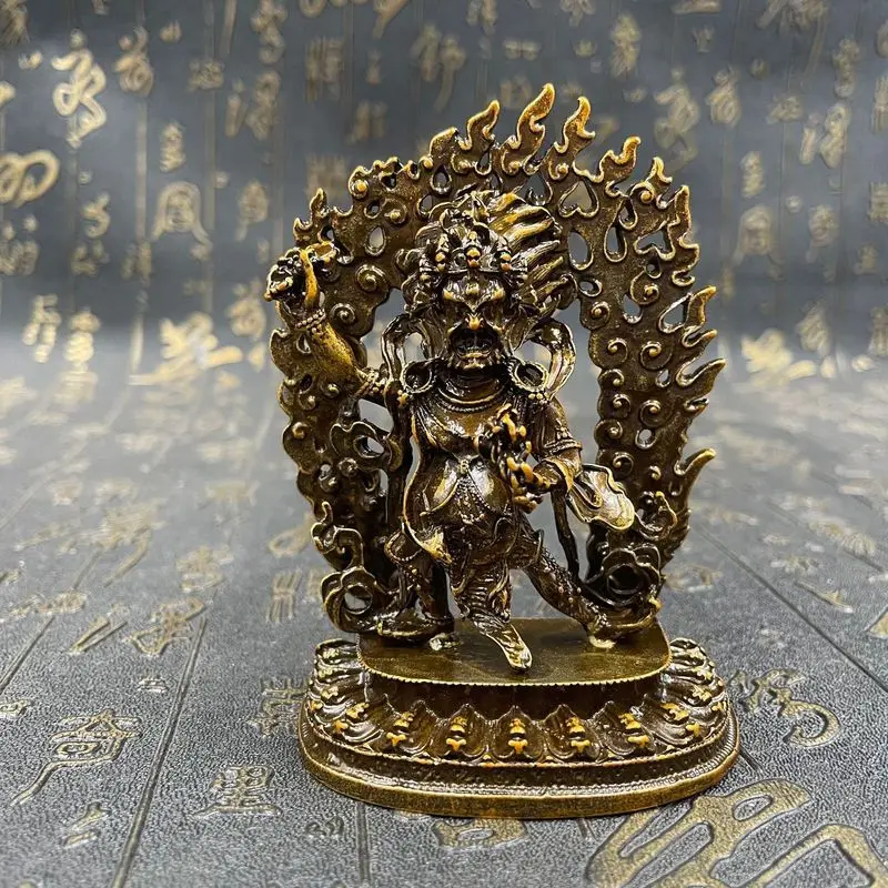 White of in Tibetan village of Nepal, the Nepalese brass Five Elements God of Wealth Tantric statue, a