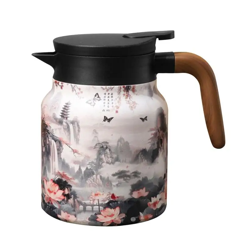 

Stainless Steel Tea Kettle Vintage Floral Pattern Tea Thermos Built In Infuser New Stewed Teapot Coffee Pot Household Tea Pot