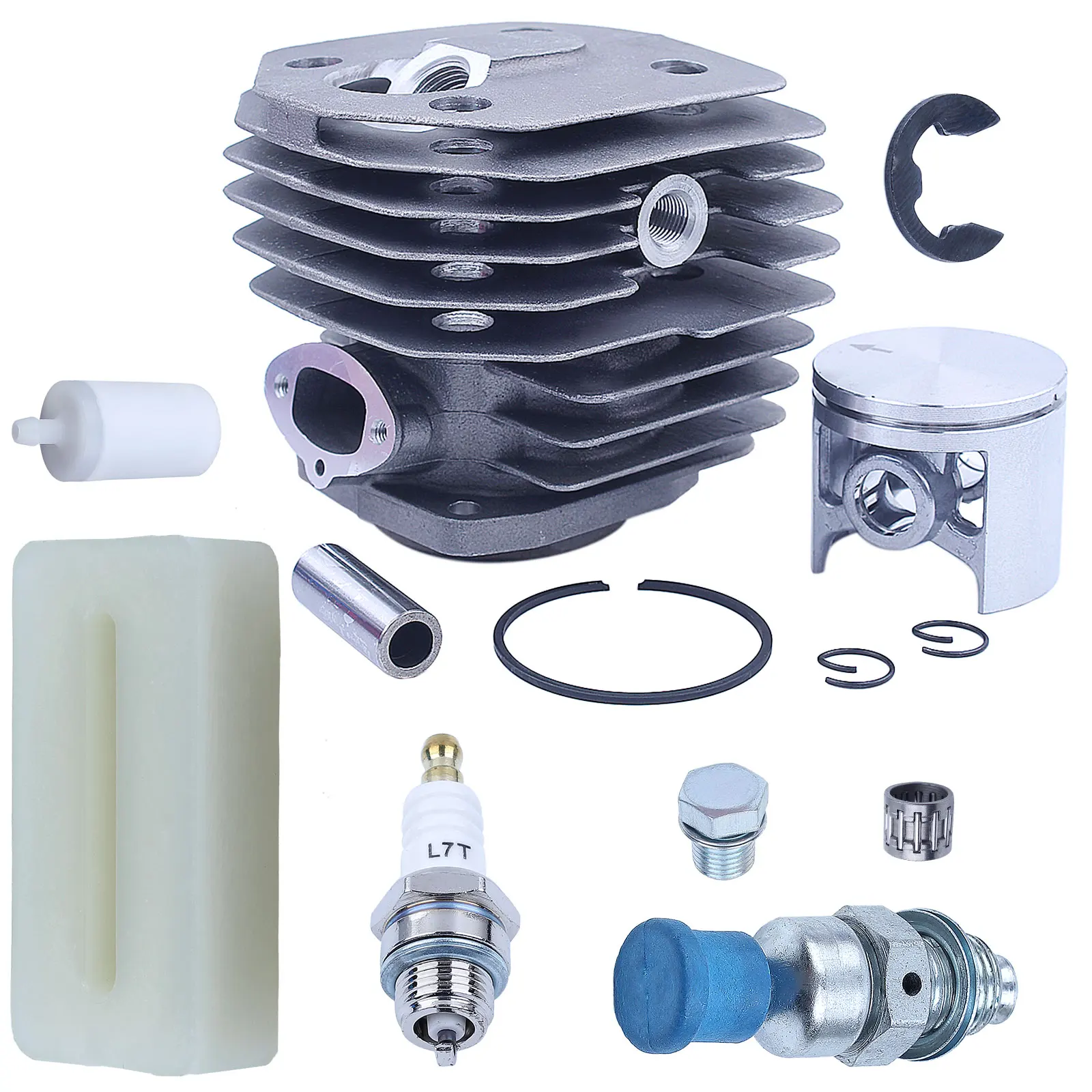 45mm cilindro pistone cuscinetto Carb Kit per Husqvarna 154 254 154XP 254XP motosega parte candela decompressione filtro carburante