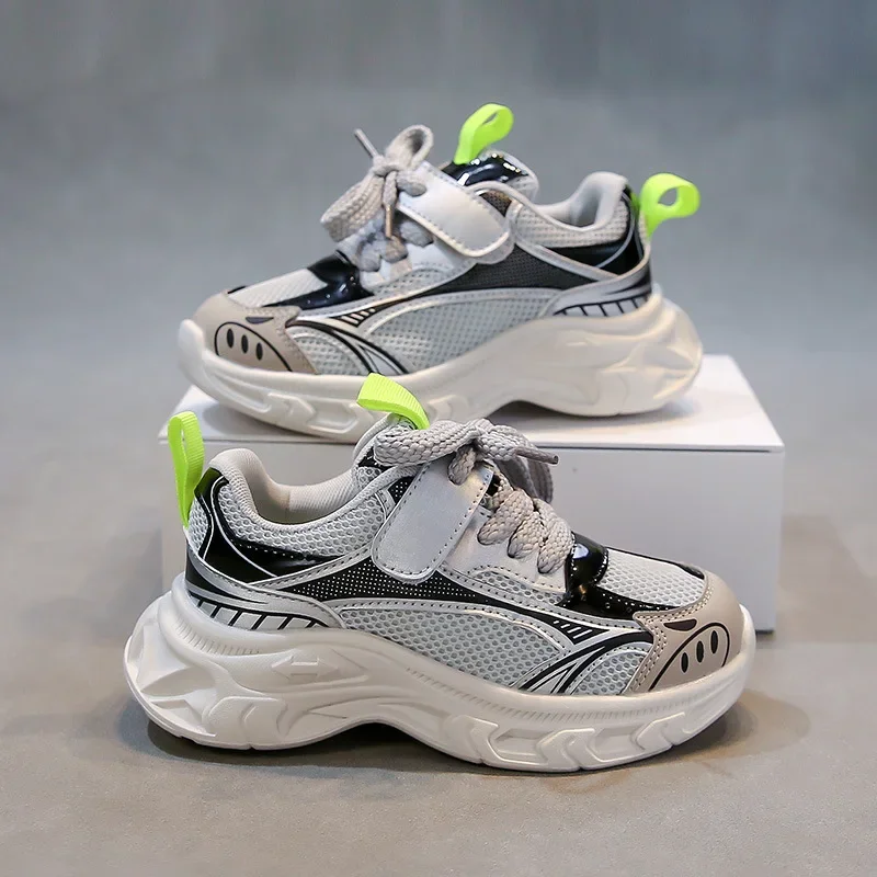 Students Sneakers Mesh Breathable Boys Girls Running Shoes Versatile 2025 Spring Autumn Children Sports Shoes Soft Sole Comfort