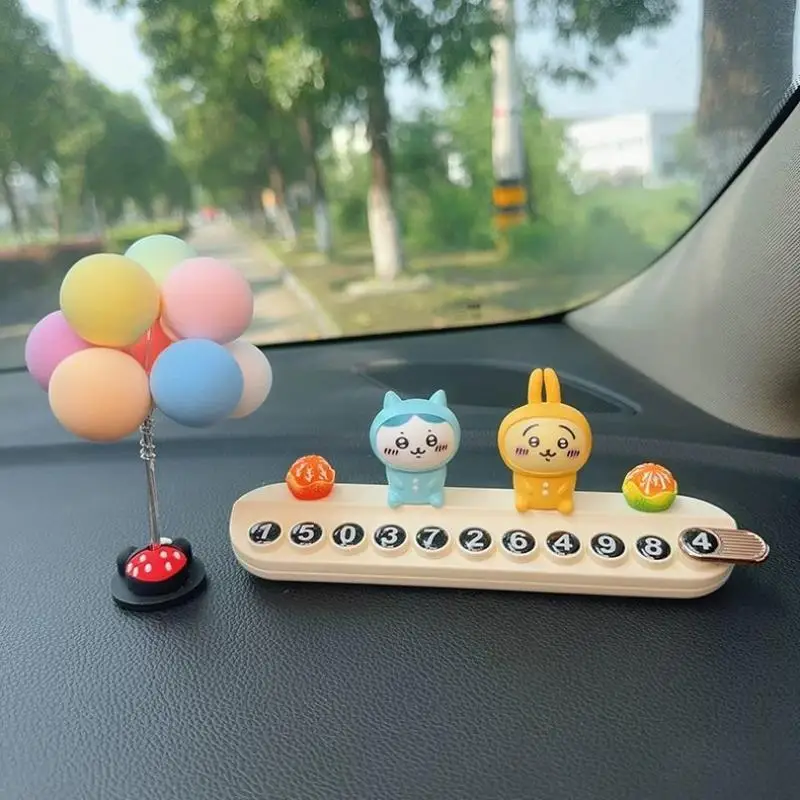 Chiikawa Car Temporary Stop Sign Parking Mobile Phone Number Plate Aromatherapy Ornaments Usagi Hachiware Car Accessories Gift