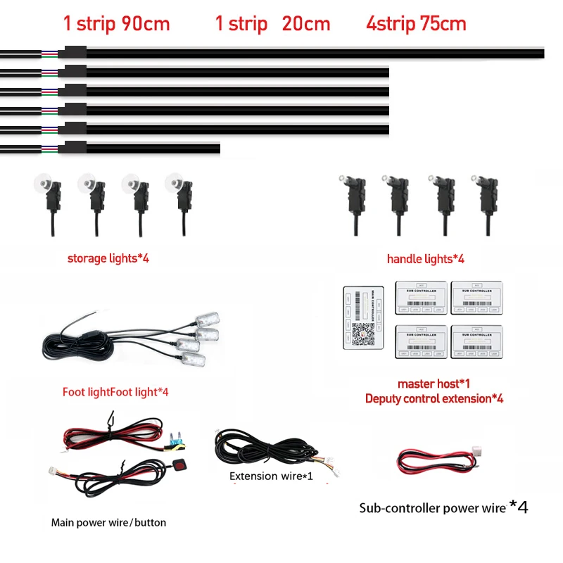 Striscia di luci ambientali a LED per auto 64 parti in stile colore