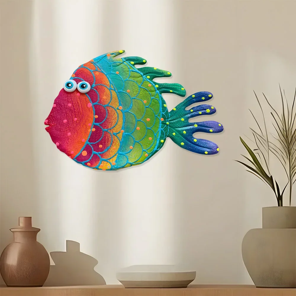 CIFBUY Colorful Fish Metal Wall Art Sign Iron Decor Rust Proof Waterproof For Indoor Outdoor Garden Patio Home Decoration
