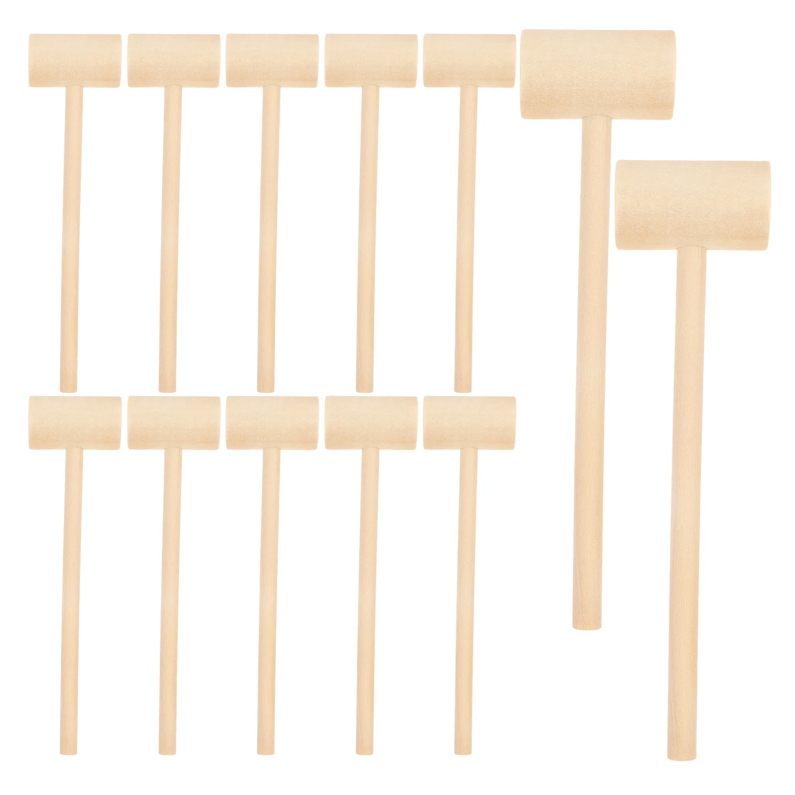 12pcs Kid Wood Mallet Toy Mini Hammer Child Solid Wood Mallet Wood Hammer Toy (Style 1) Funny Mallet Toy