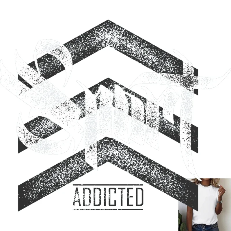 Vintage Vintage 'ADDICTED' Graphic Heat Transfer White Ink Iron - on Decal, Street Style for T - Shirts/Canvas Bags, Casual Daily Decor - Aliexpress Deal