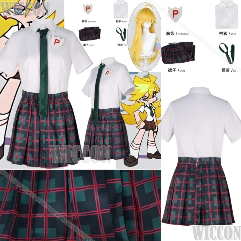 

Panty JK School Uniform Anime Panty Cosplay Stocking Costume Shirt Checkered Skirt Girl Women Suit Carnival Outfit Customized