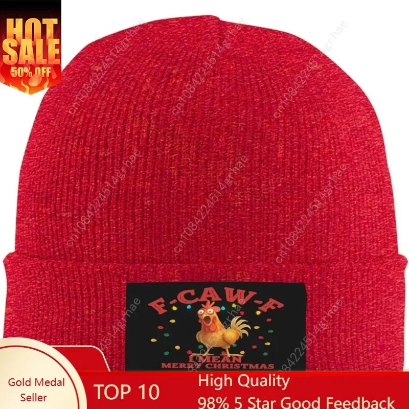

Antaa F-Caw-F Knit hat Funny fcawf Chicken Merry Christmas Beanie
