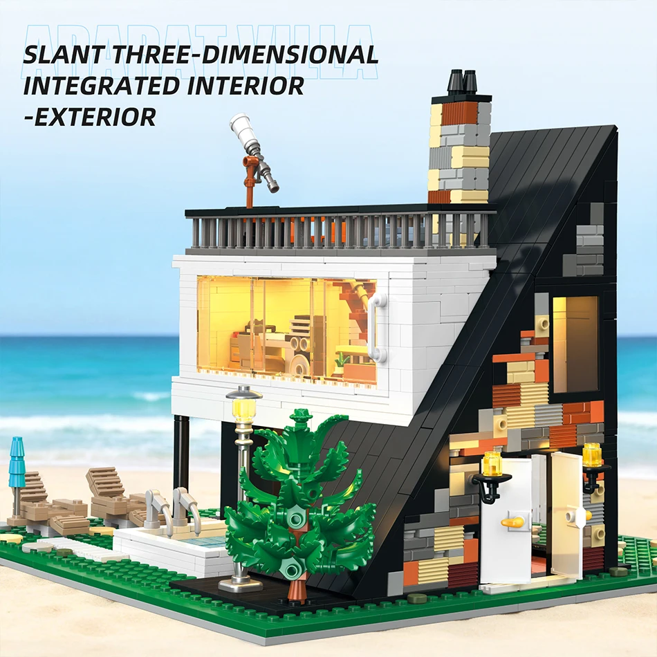 1480 PCS City Ararat Villa Model Street View Building Blocks Pool Mansion Architecture Modular Assembly Bricks Toys Adults Gifts