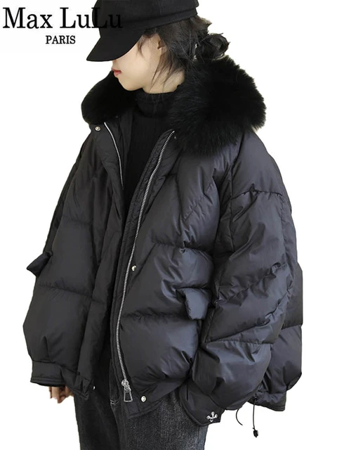 Max Lulu European Fashion Ladies Winter Coats Thicken Warm Outerwear Real Fur Collar Down Jackets Womens Vintage Luxury Parkas Down Coats AliExpress