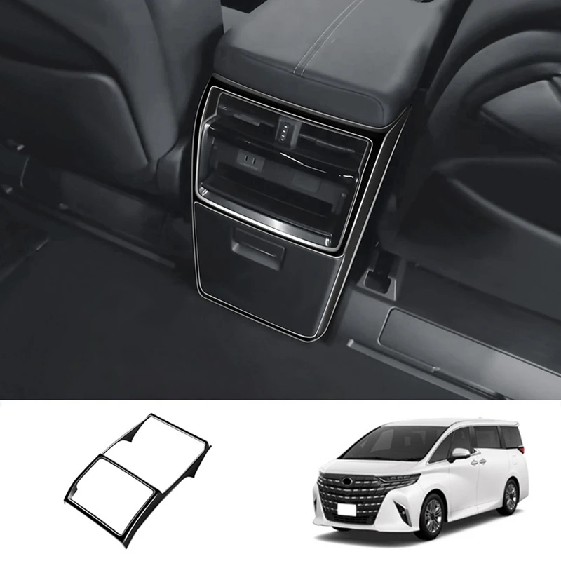 

Car Bright Black Rear Air Condition Vent Outlet Frame Anti-Kick Panel Cover Trim Parts For Toyota Alphard 40 Series 2023+