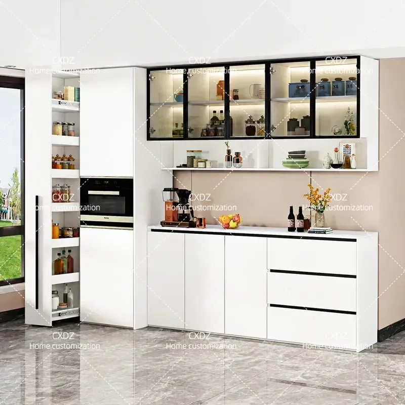 Modern Light Luxury Rock Slab Dining Side Cabinet Simple Kitchen Tea Storage Unit Multi Layer Floor Standing Cupboard 8G170