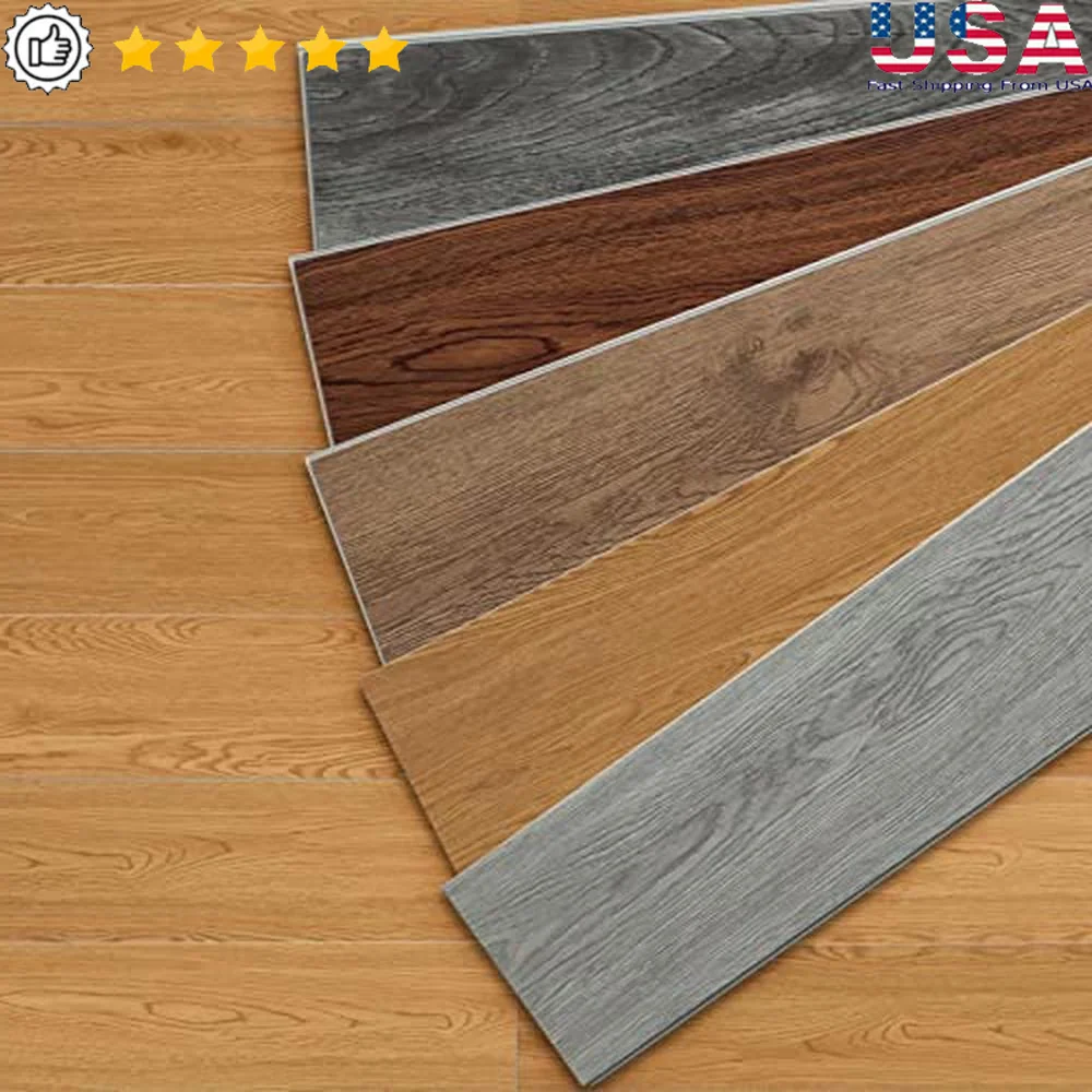 Waterproof SPC Vinyl Plank Flooring Rigid Core Luxury Tiles Easy DIY 9 Pieces Wood Look 48x7 Inch