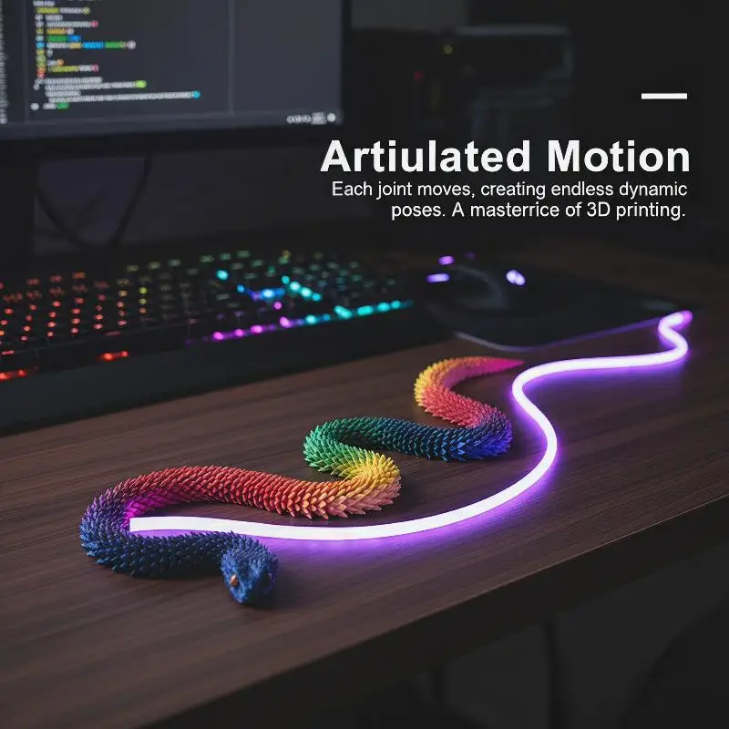 30cm 3D Printed Snake With 8.5cm Egg Mobility Simulate Snake Ornament Cool Funny Figurine For Home Office Desktop Home Decor