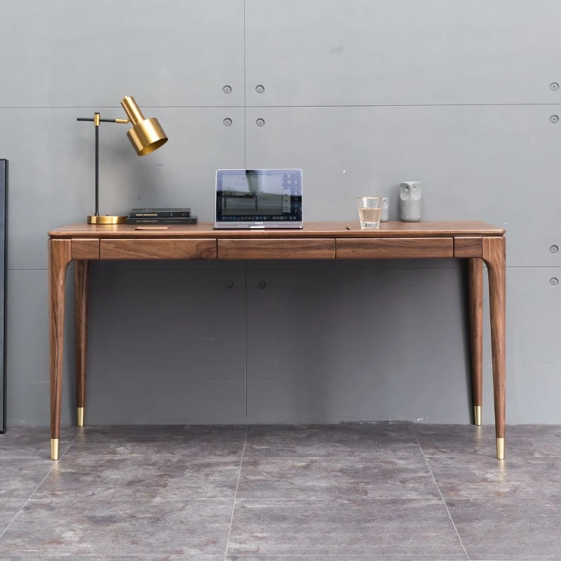 

Black walnut desk, solid wood table, dining table for household use 4-8 people, suitable for factory direct sales