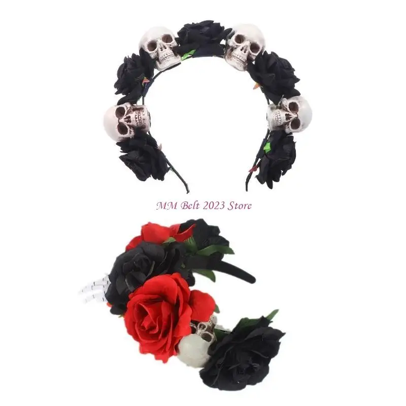 49ME Rose Cluster Headband cho bé gái Phụ nữ Mũ nón Halloween