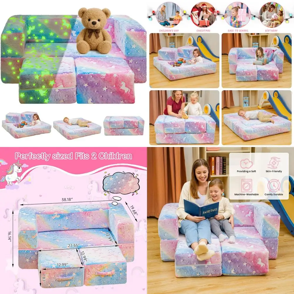 

Диван Lamerge для малышей, светящийся в темноте, складной диван для малышей для игровой комнаты, раскладывающийся детский складной диван из пенопласта и напольная кушетка