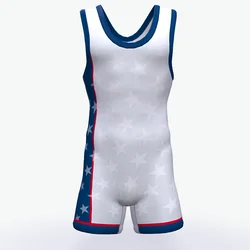 USA Wrestling Singlets Running Wear Suit USA Triathlon One Piece Bodysuit Iron WWE Swimwear Gym Sport Fitness Skinsuit