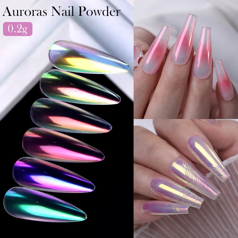 NICOLE DIARY Aurora proszek do paznokci chromowany pigment perłowy metaliczny wcieranie kurzu efekt kameleona Nail Art brokat Manicure dekoracje