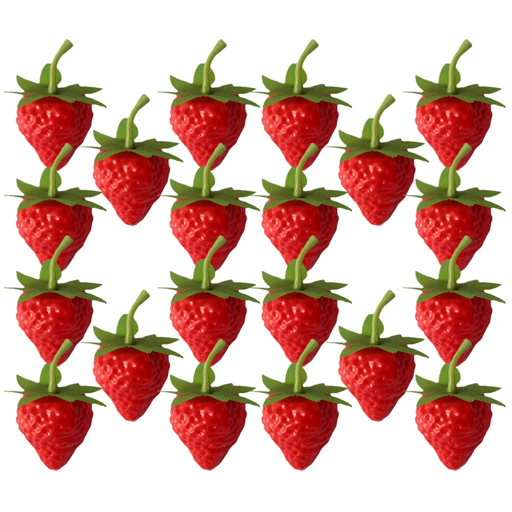 

40 Pcs Strawberry Cupcake Toppers Miniature Strawberries Simulated Realistic Food Toy Dollhouse Fruit Simulation