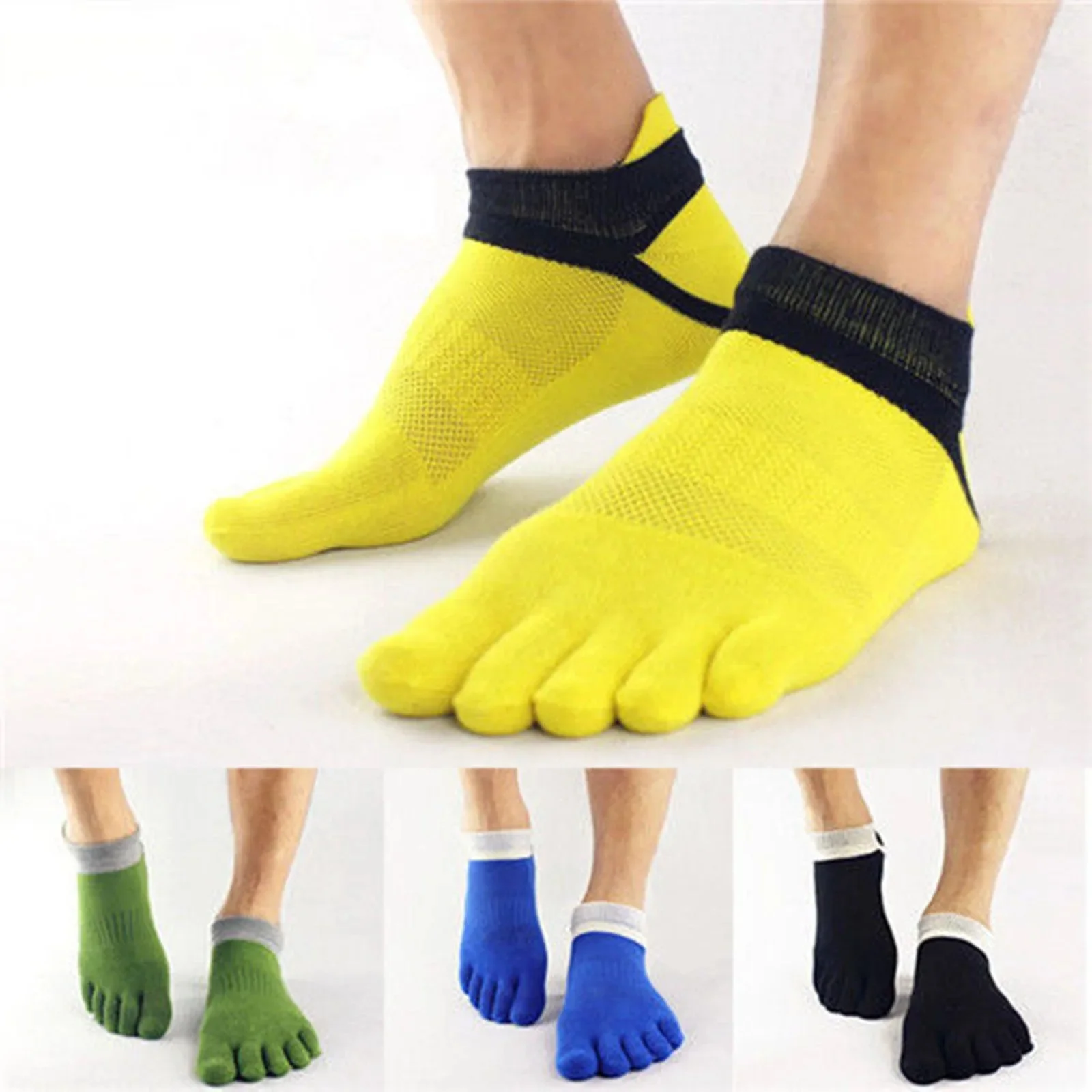 3 Pairs Comfortable and Breathable Men\'s Sports Socks, 5 Finger Cotton Design, Ideal for Football, Running, Basketball and Fitne