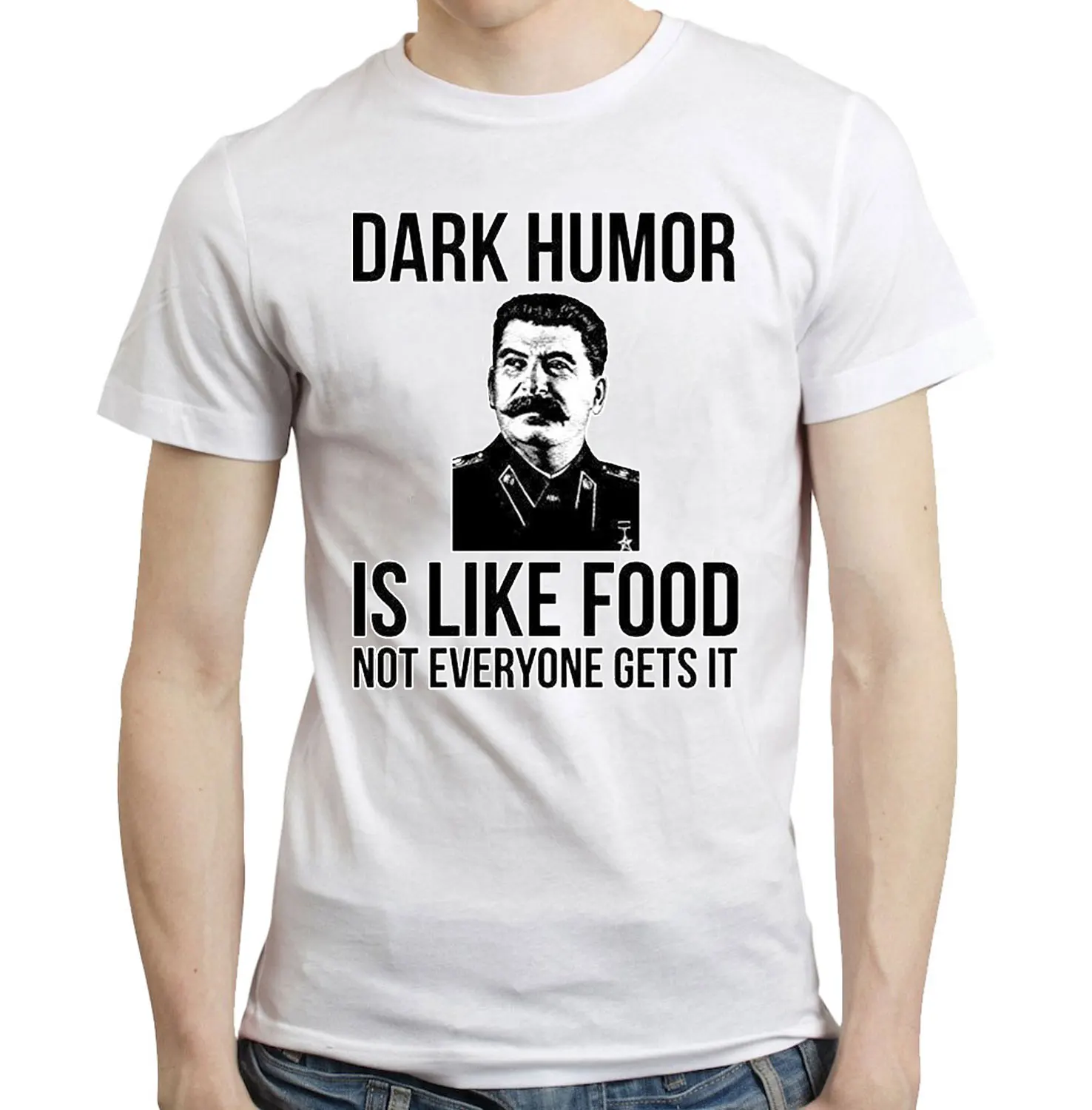 Funny Retro Men 100% Cotton Tshirt Dark Humor Is Like Food - Funny Sarcastic Grumpy Quote Dark Joke TShirt T-shirts