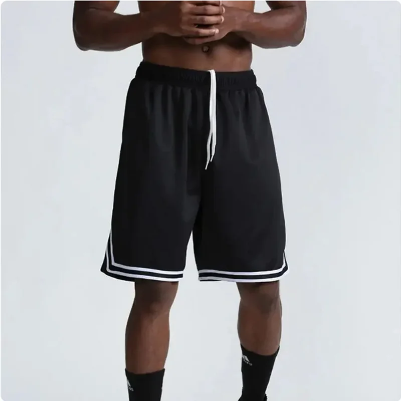 Stylish loose men's basketball shorts Quick dry American ice silk beach fitness quarter pants