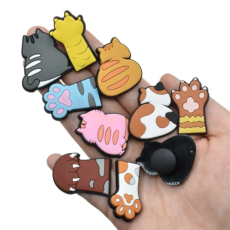 PVC Kawaii Animal Cat Mom Sandal Shoe Decoration Buckle Charms Fit Wristbands Hole Slipper Accessories Kid Xmas Gift