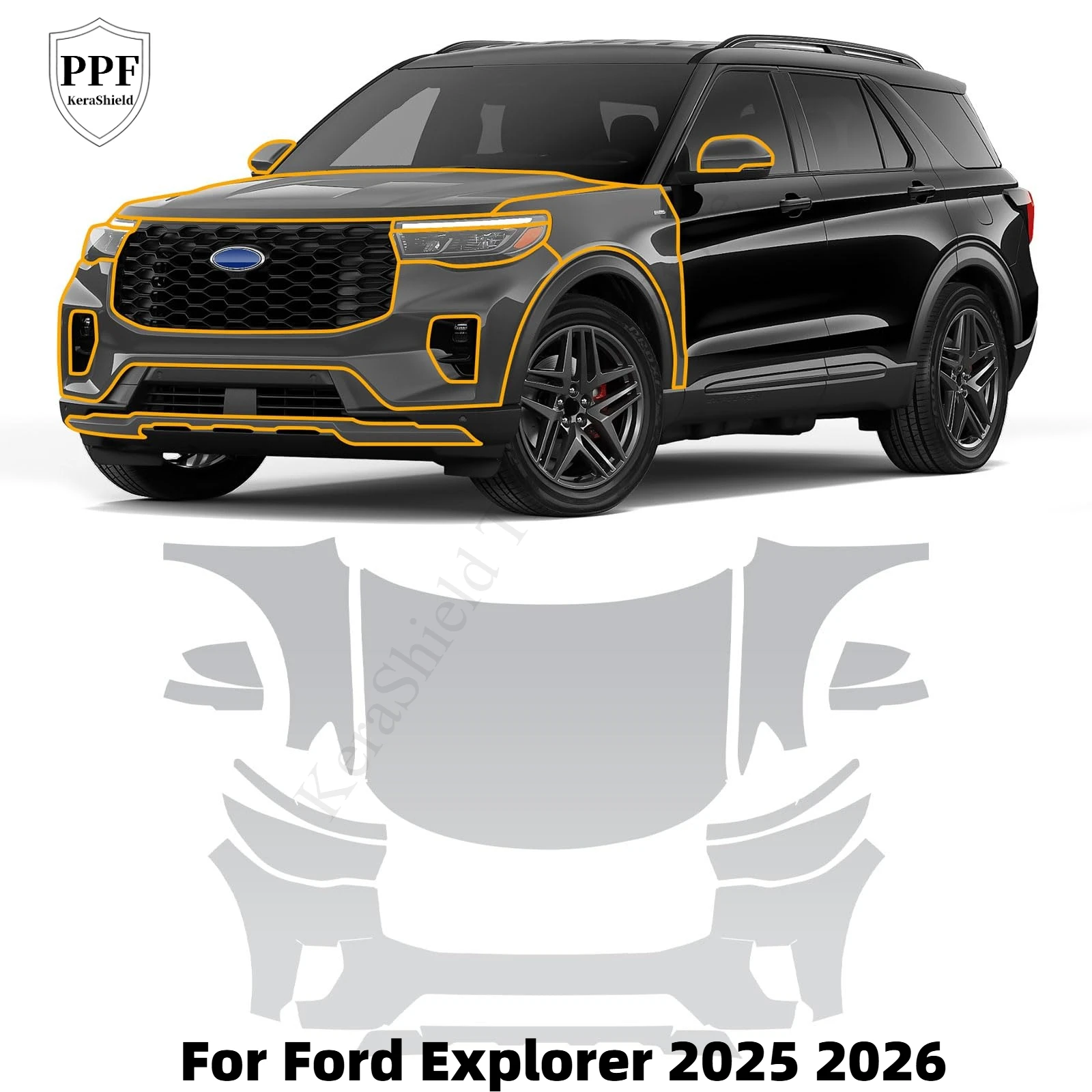 Film de protection de peinture (PPF) en TPU prédécoupé pour Ford Explorer 2025 2026 – Film transparent anti-rayures auto-adhésif réparable