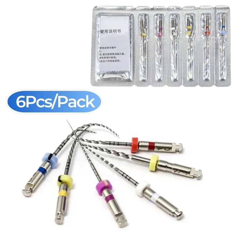 SOCO PLUS 6Pcs/Box Heat-Activated Rotary Nickel Titanium Canal Tools, Exceptional Anti-Breakage Capacity for Root Canal Shaping