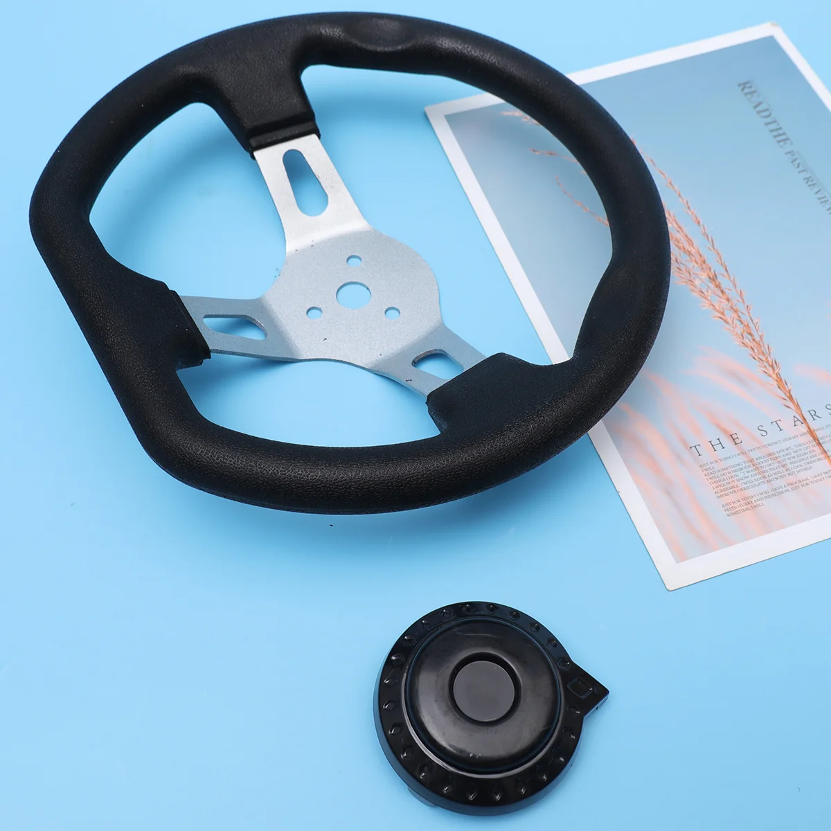 270mm改造ステアリングホイールPU合金交換用ゴーカートUTVレーシングカーユニバーサルフィットブラック
