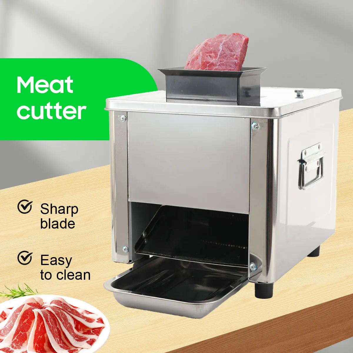 Desktop Edelstahl Doppel-port Elektrische Fleisch Slicer Automatische Fleischwolf Kommerziellen Haushalt Fleisch Cutter – Detail 8