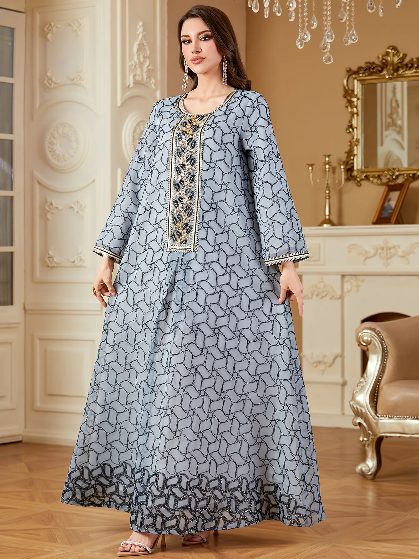 

Ближневосточный мусульманский роскошный модный халат, арабская женская одежда, кружевное женское новое платье с вышивкой, исламское длинное платье