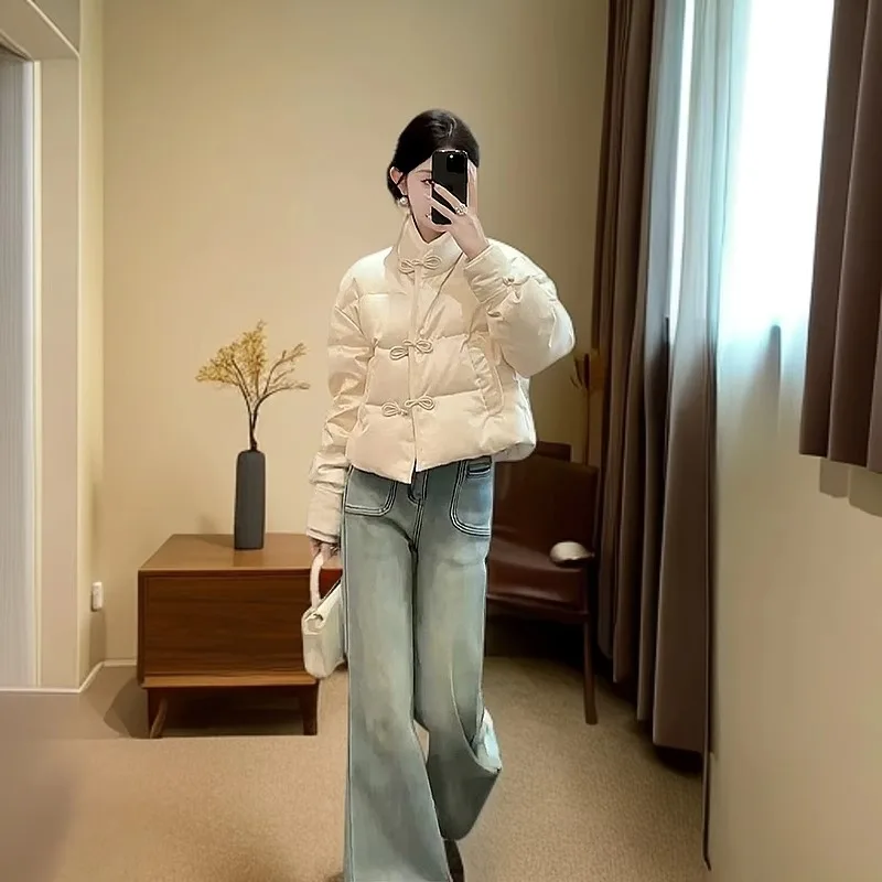 

New Chinese Sle Thiened Cotton Jaet Women's Winter New Arrival High-End Feeling Small ence Warm ort Coat