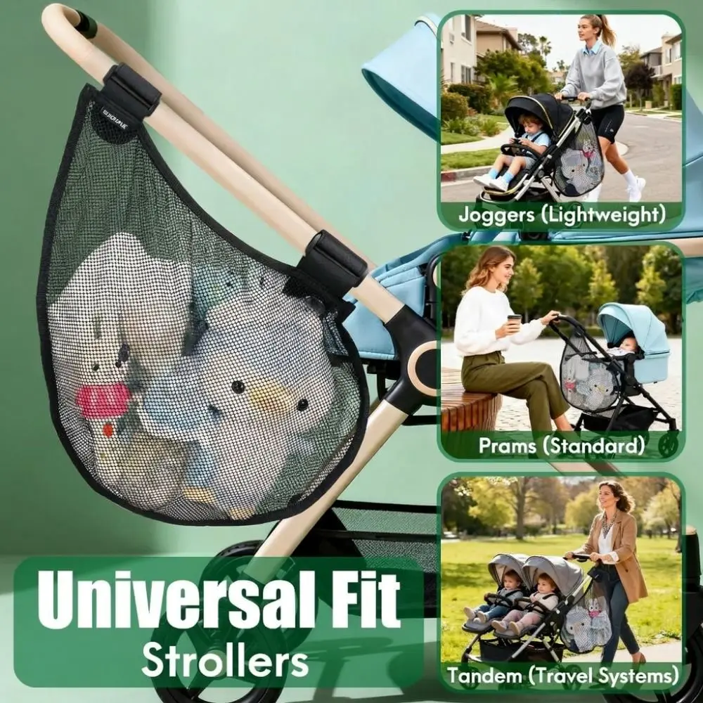 Picture 3: Large Capacity Stroller Side Sling Breathable Mesh Universal Stroller Storage Caddy Side Mesh Mesh Storage Bag
