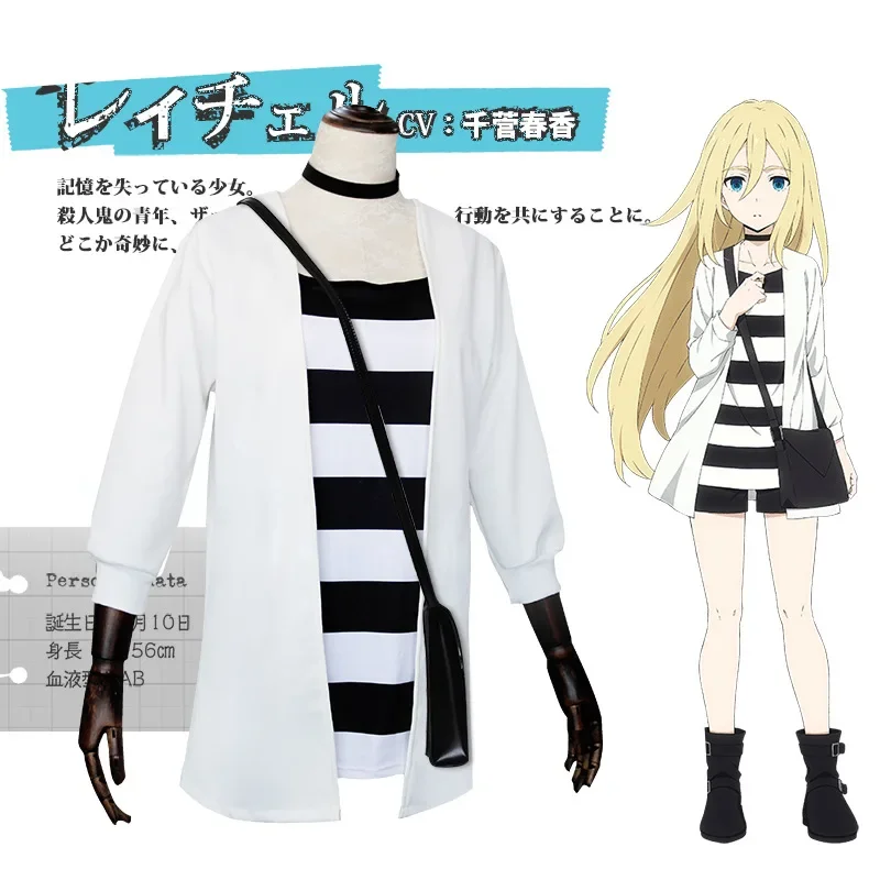 Japans Spel Engelen Van De Dood Vrouwen Anime Cosplay Kostuum Meisjes Rachel Gardner Rollenspel Uniform Set T-Shirt Jas Zwarte Laars