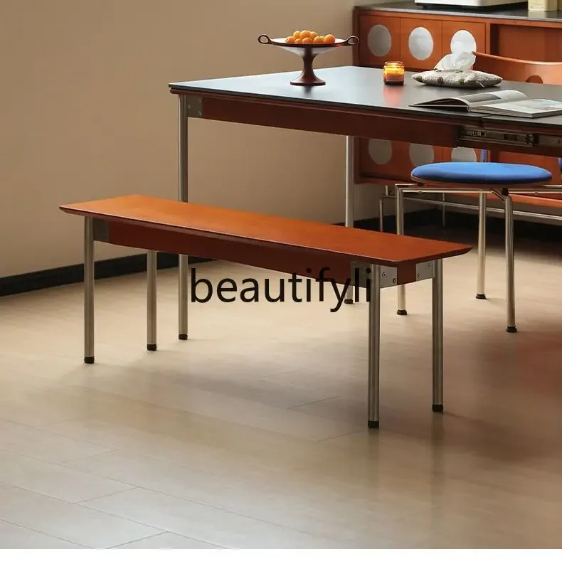 

A15 Retro solid wood bench small apartment living room shoe change stool household dining table bench