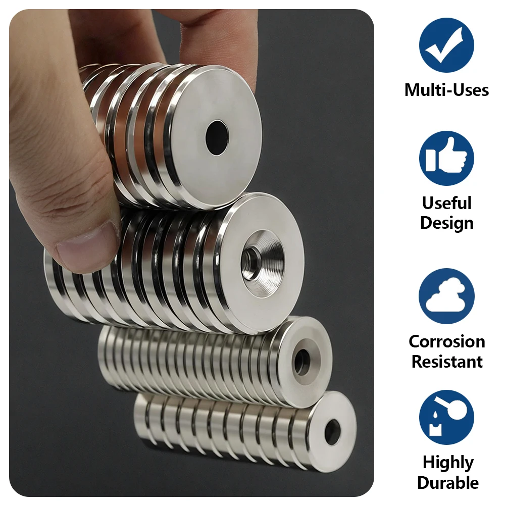 Powerful with holes Neodymium Magnet N35 NdfeB Permanent Magnetic imanes Round Super Strong Fridge Magnets DIY  20x3-5 25x3-5