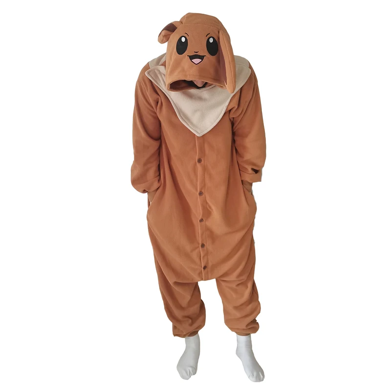 Eevee Onesies Halloween Cosplay Costume for Adults Women Pajamas One-Piece Pijamas Kigurumis Christmas Men Winter Homewear Gift