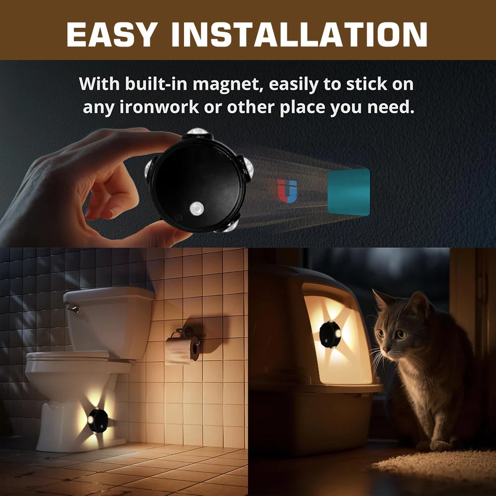 Bild 5: 4X Katzenauge Intelligente Bewegungssensor-Wandleuchte 3-Farben / RGB Nachtlicht USB-Aufladung Keine Verkabelung Erforderlich Touch-Steuerung Magnetisch